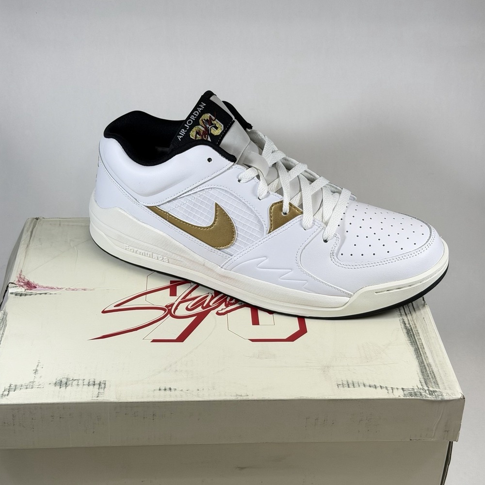 Nike Size-13 Men's Jordan Stadium 90 Shoes White/Gold/Black DX4397-170